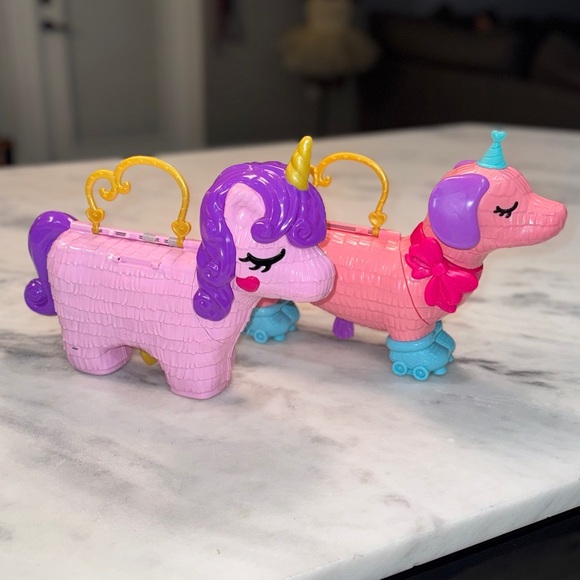 Polly Pocket Puppy Party Piñata & Unicorn Travel Toy Exteriors. - Picture 2 of 8